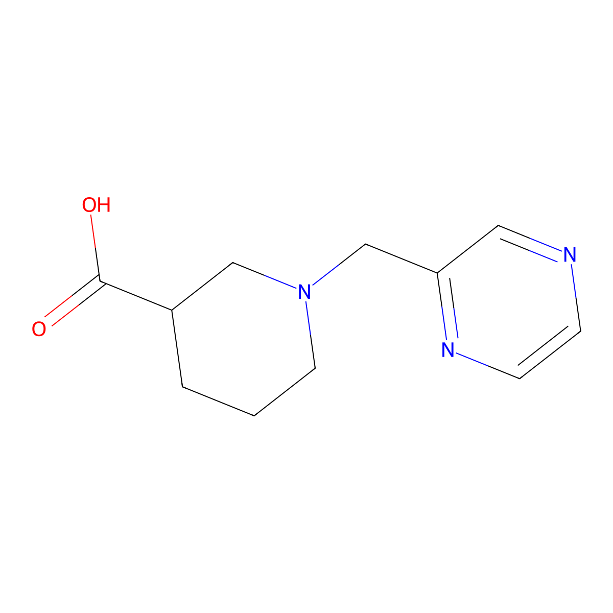 1-(Pyrazin-2-ylmethyl)piperidine-3-carboxylic acid molecular structure, CAS 1420806-55-8