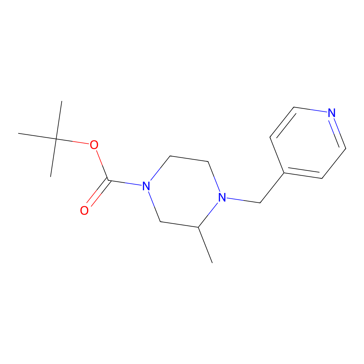 tert-Butyl 3-methyl-4-(pyridin-4-ylmethyl)piperazine-1-carboxylate molecular structure, CAS 1420806-58-1