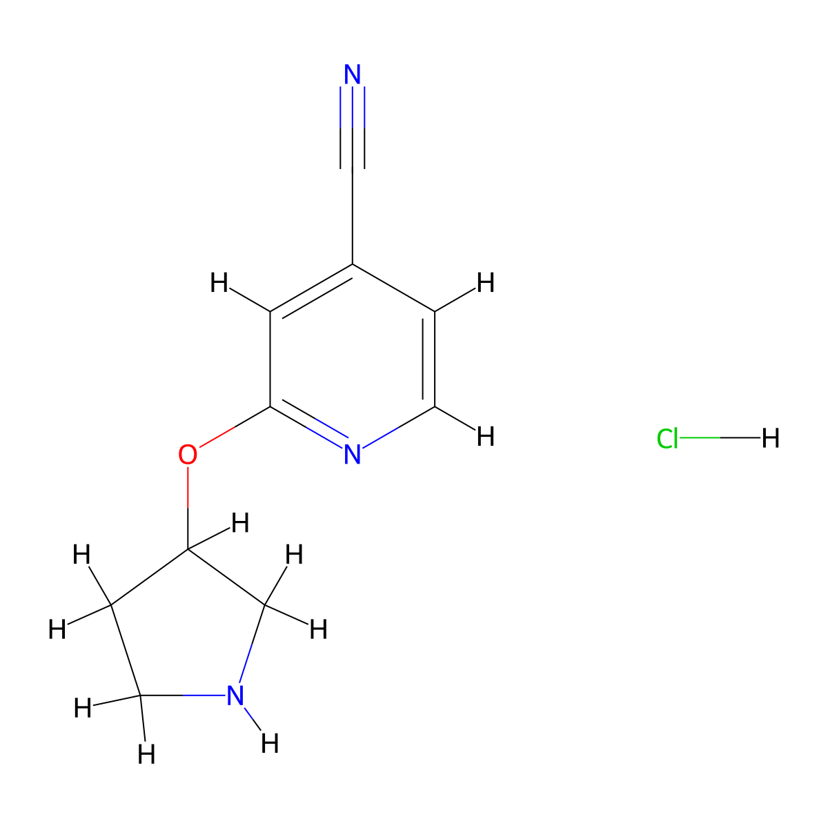 2-(Pyrrolidin-3-yloxy)isonicotinonitrile hydrochloride molecular structure, CAS 1420807-16-4
