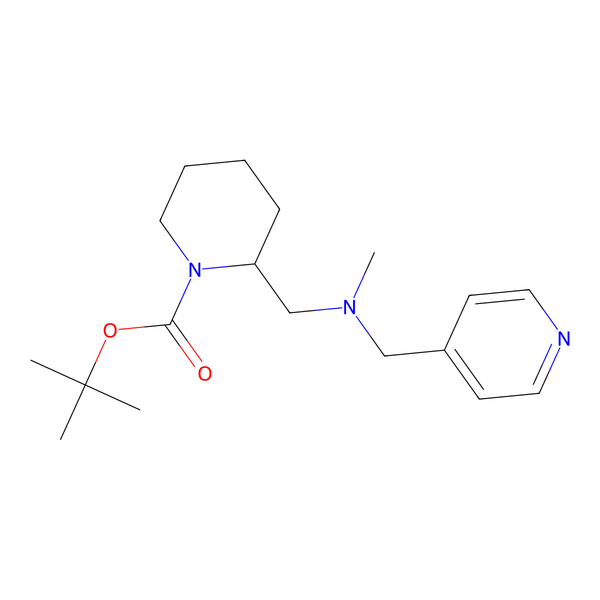 tert-Butyl 2-((methyl(pyridin-4-ylmethyl)amino)methyl)piperidine-1-carboxylate molecular structure, CAS 1420807-87-9