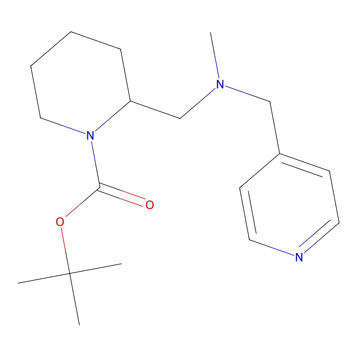 tert-Butyl 2-((methyl(pyridin-4-ylmethyl)amino)methyl)piperidine-1-carboxylate molecular structure, CAS 1420807-87-9