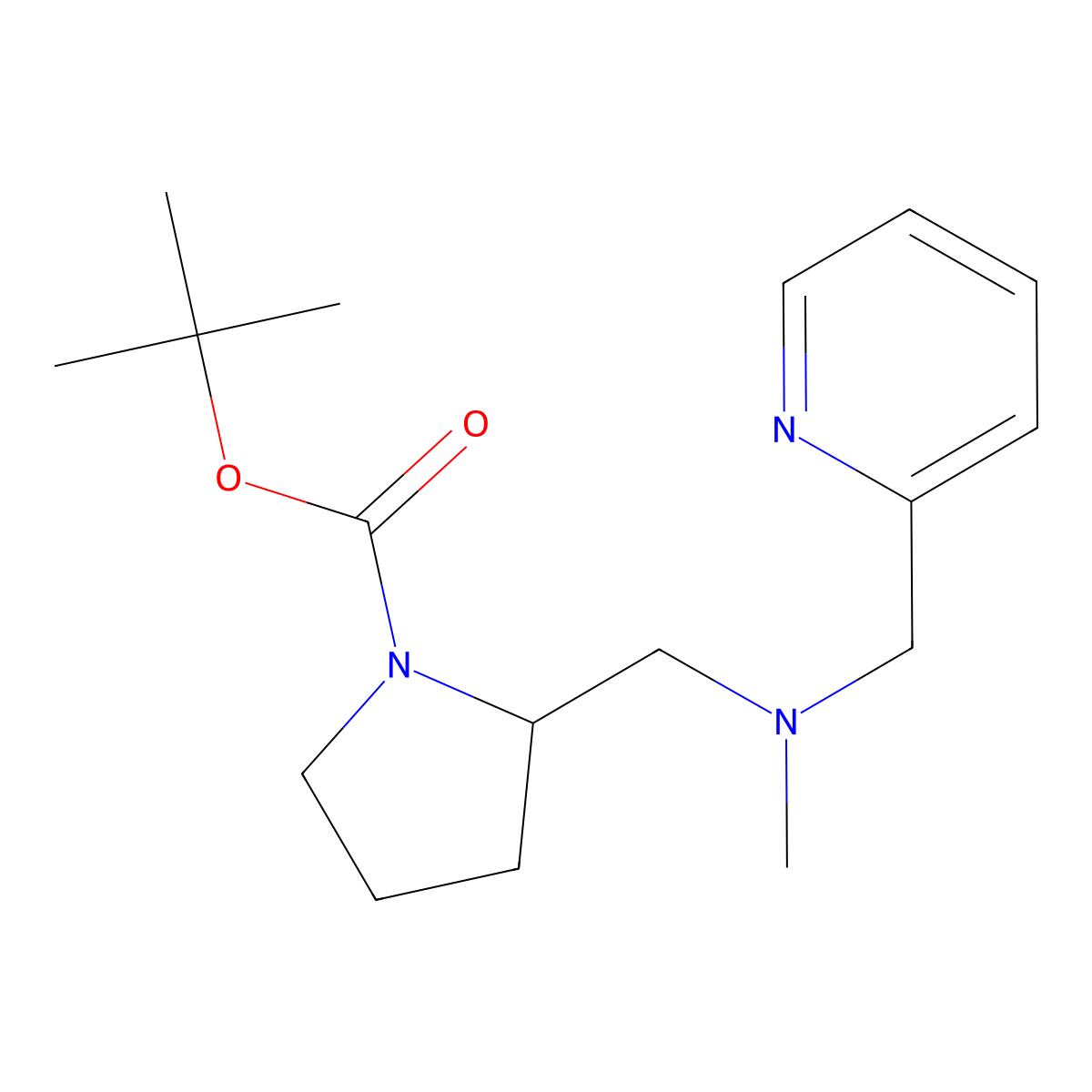 tert-Butyl 2-((methyl(pyridin-2-ylmethyl)amino)methyl)pyrrolidine-1-carboxylate molecular structure, CAS 1420808-00-9
