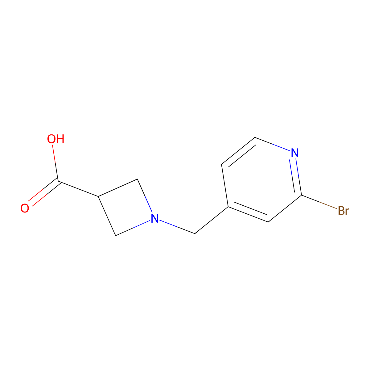 1-((2-Bromopyridin-4-yl)methyl)azetidine-3-carboxylic acid molecular structure, CAS 1420809-67-1