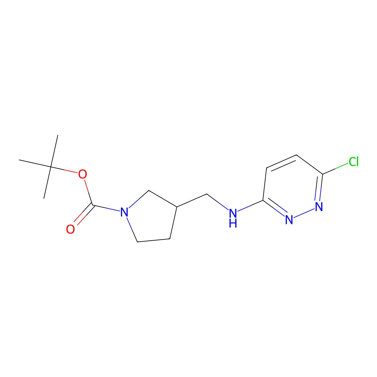 tert-Butyl 3-(((6-chloropyridazin-3-yl)amino)methyl)pyrrolidine-1-carboxylate molecular structure, CAS 1420809-81-9