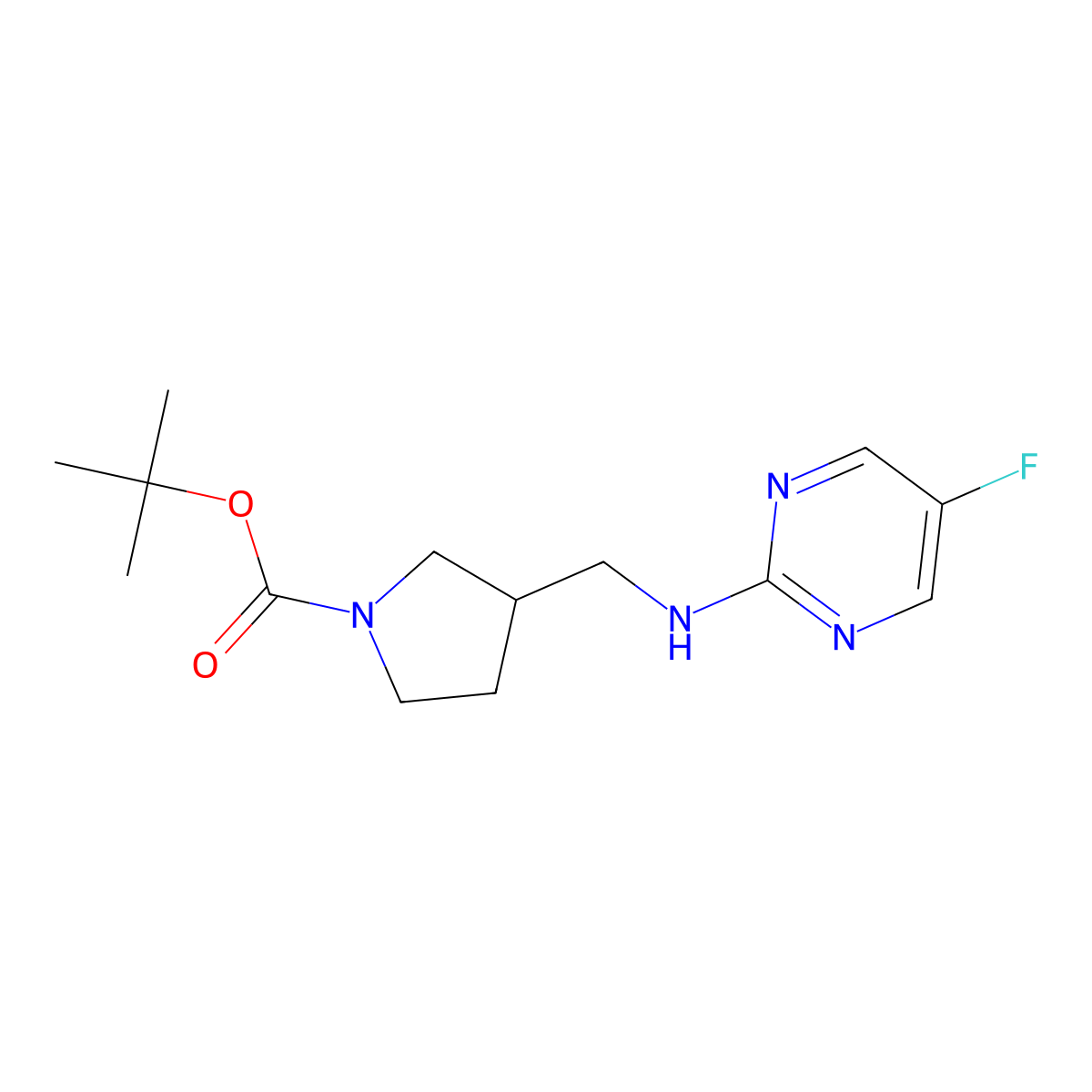 tert-Butyl 3-(((5-fluoropyrimidin-2-yl)amino)methyl)pyrrolidine-1-carboxylate molecular structure, CAS 1420809-82-0