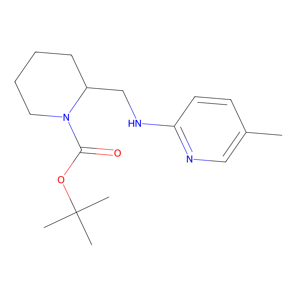 tert-Butyl 2-(((5-methylpyridin-2-yl)amino)methyl)piperidine-1-carboxylate molecular structure, CAS 1420809-83-1