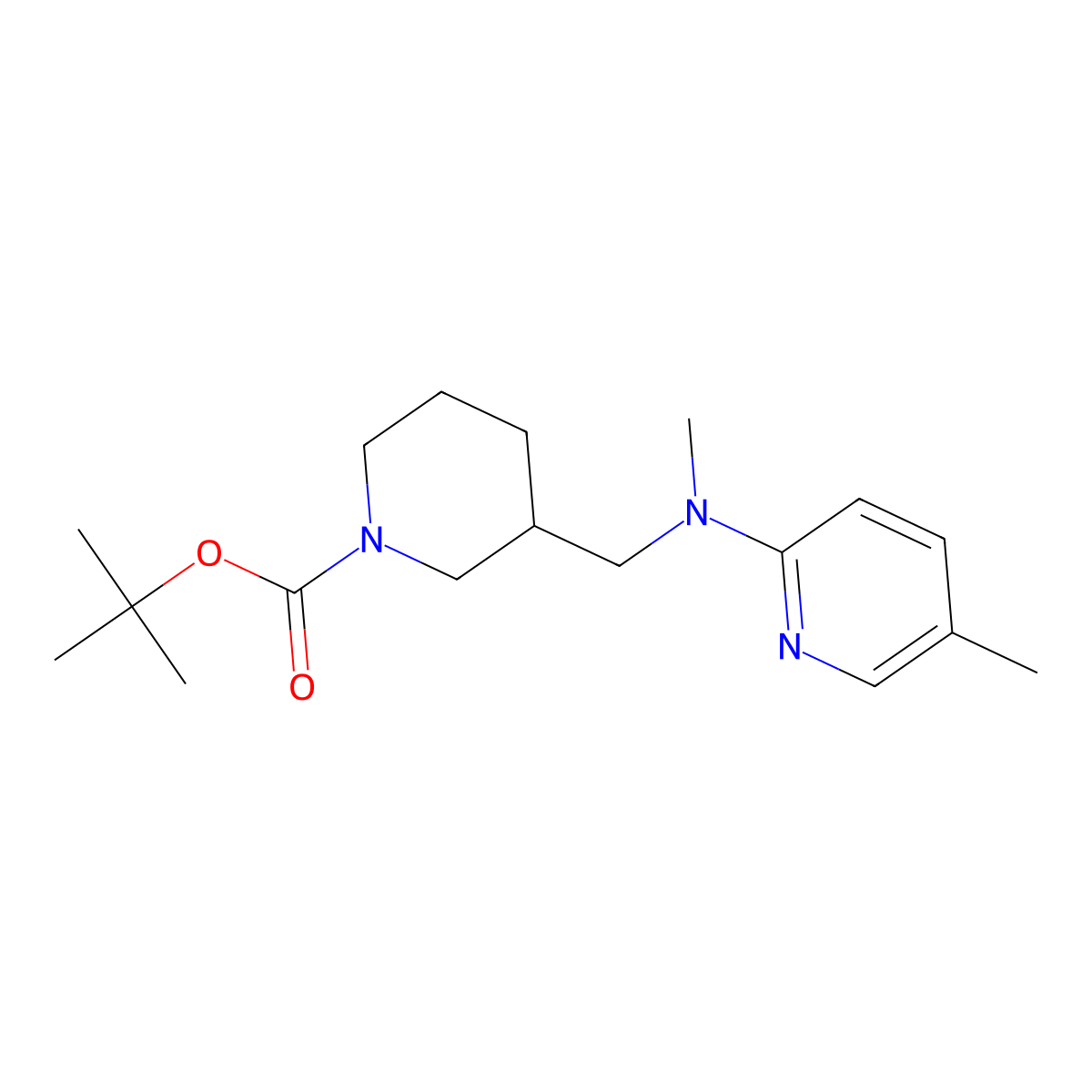tert-Butyl 3-((methyl(5-methylpyridin-2-yl)amino)methyl)piperidine-1-carboxylate molecular structure, CAS 1420809-93-3