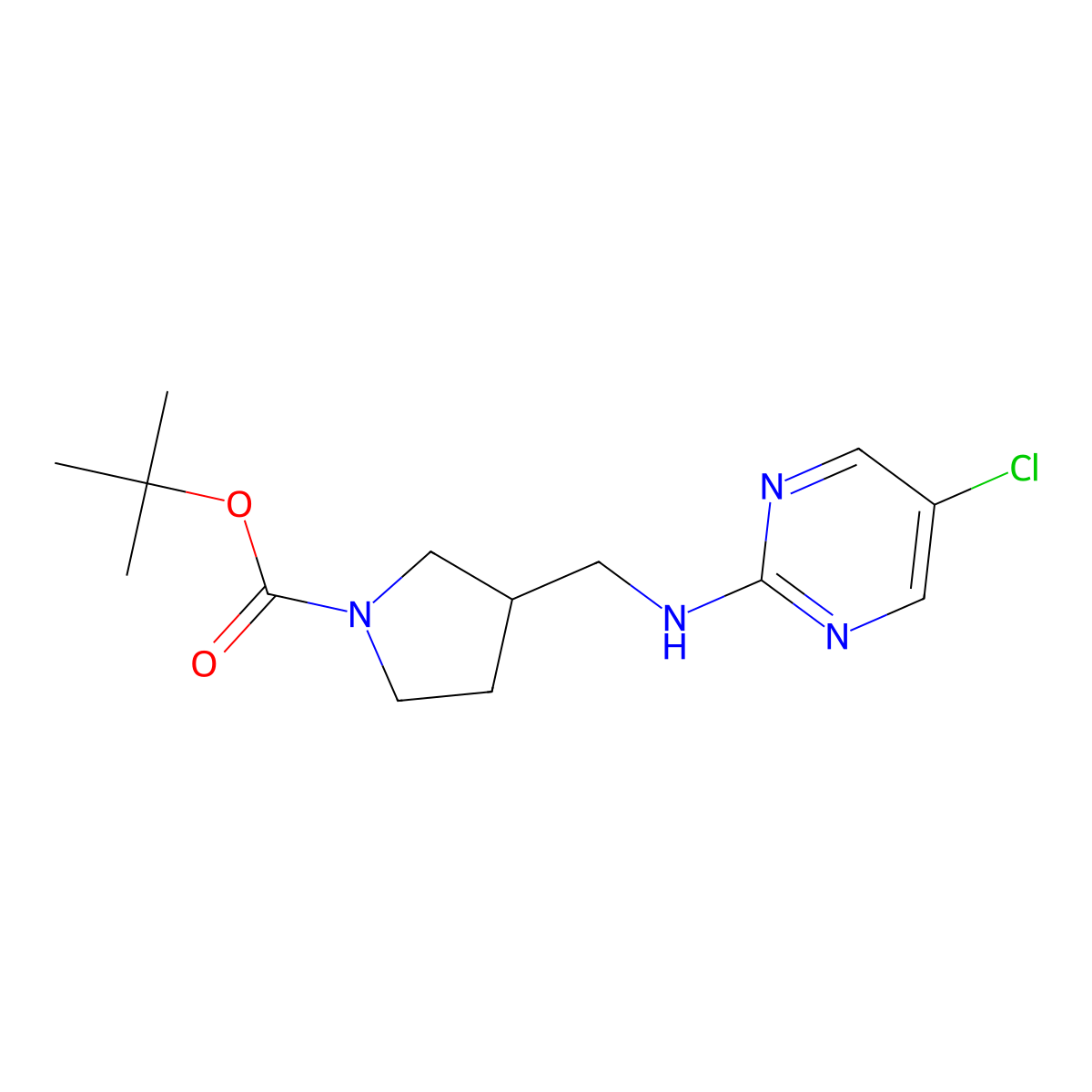 tert-Butyl 3-(((5-chloropyrimidin-2-yl)amino)methyl)pyrrolidine-1-carboxylate molecular structure, CAS 1420810-17-8
