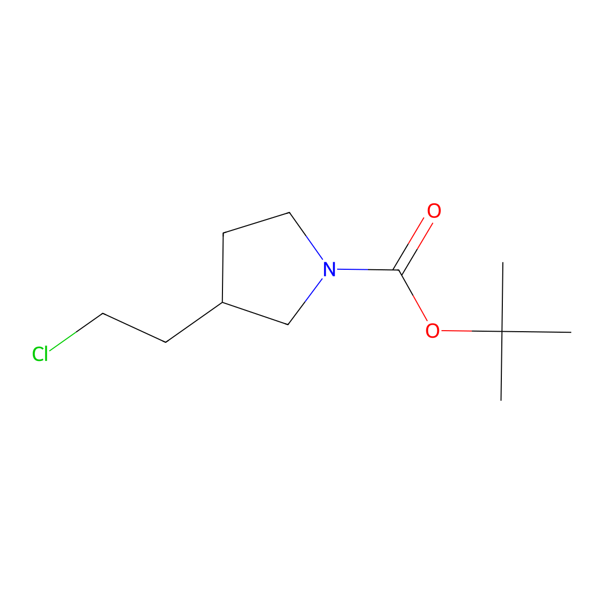 tert-Butyl 3-(2-chloroethyl)pyrrolidine-1-carboxylate molecular structure, CAS 1420811-53-5