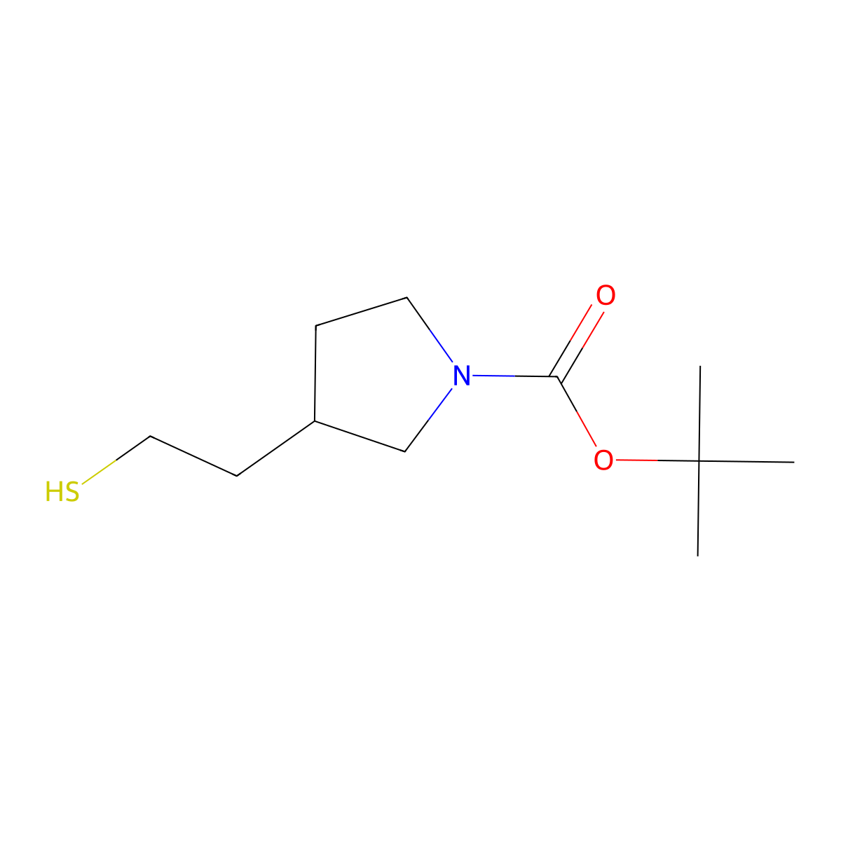 tert-Butyl 3-(2-mercaptoethyl)pyrrolidine-1-carboxylate molecular structure, CAS 1420812-00-5