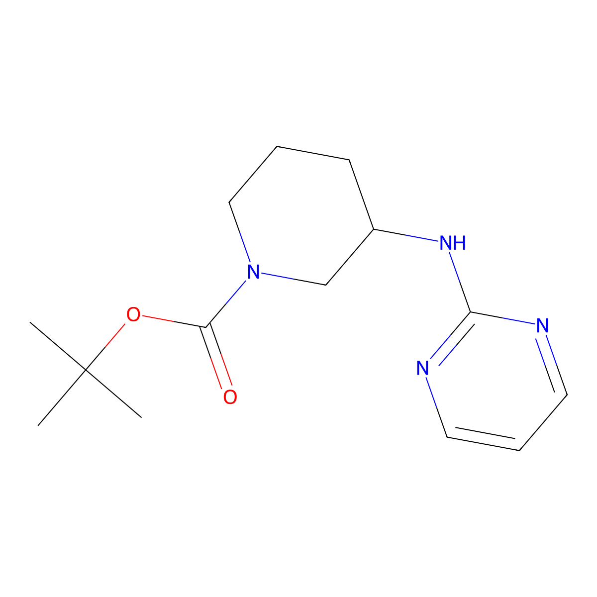 Tert-butyl 3-(pyrimidin-2-ylamino)piperidine-1-carboxylate molecular structure, CAS 1420812-02-7