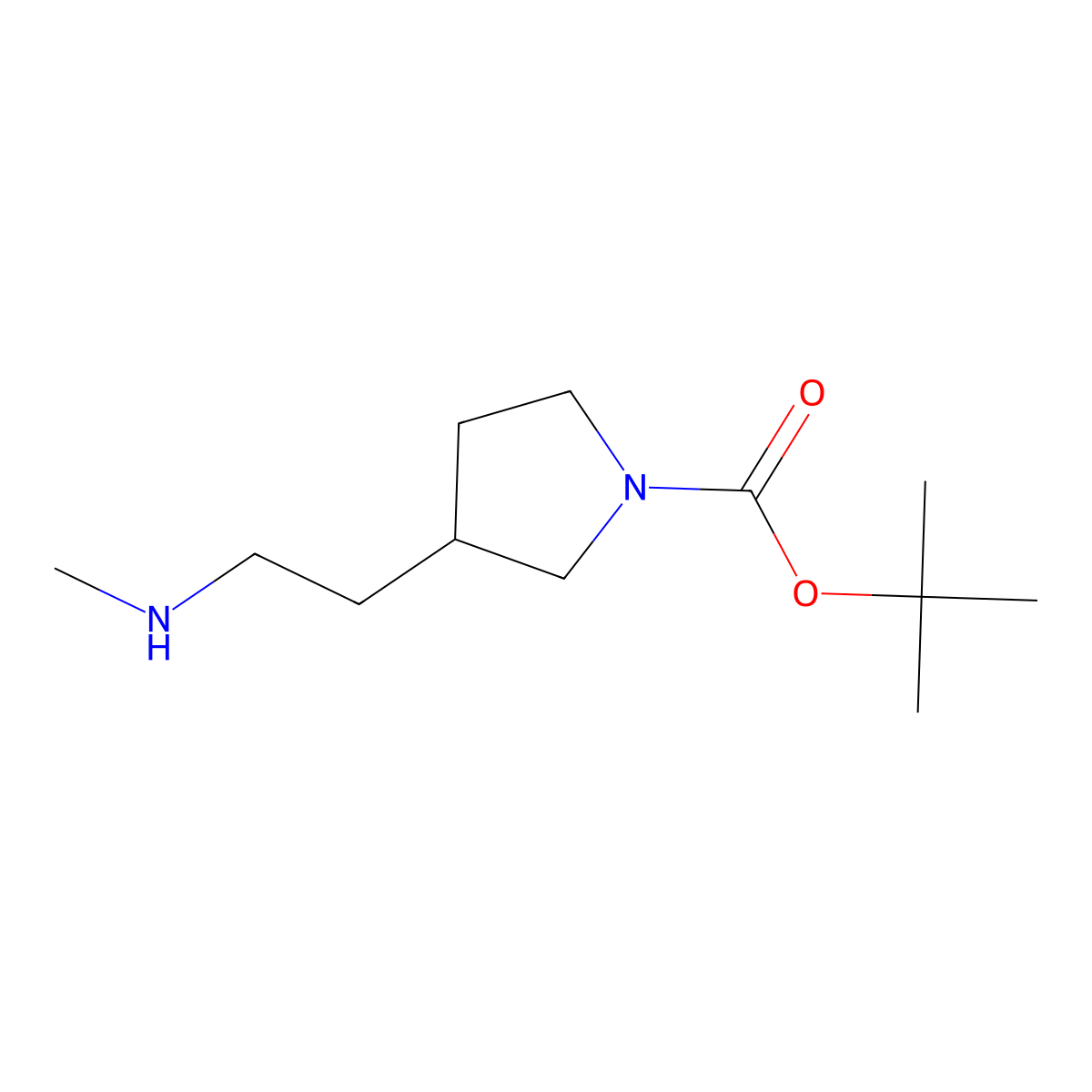 tert-Butyl 3-(2-(methylamino)ethyl)pyrrolidine-1-carboxylate molecular structure, CAS 1420812-06-1