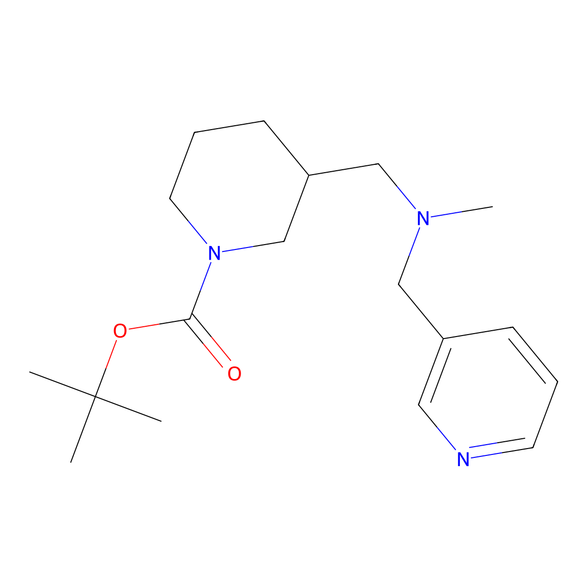 tert-Butyl 3-((methyl(pyridin-3-ylmethyl)amino)methyl)piperidine-1-carboxylate molecular structure, CAS 1420812-09-4
