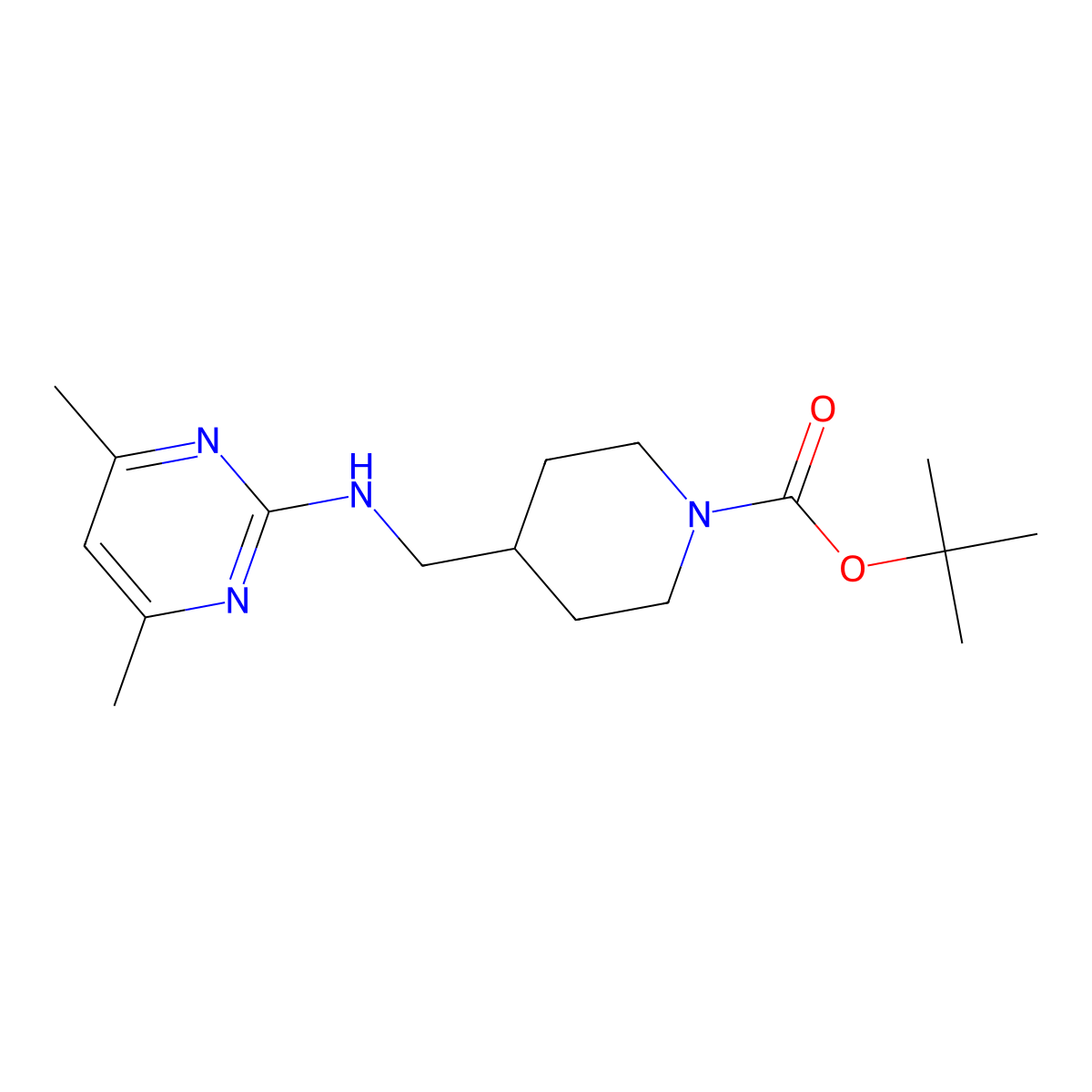 tert-Butyl 4-(((4,6-dimethylpyrimidin-2-yl)amino)methyl)piperidine-1-carboxylate molecular structure, CAS 1420812-27-6