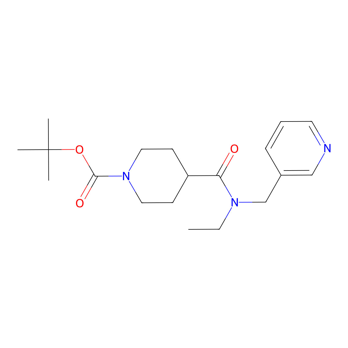 tert-Butyl 4-(ethyl(pyridin-3-ylmethyl)carbamoyl)piperidine-1-carboxylate molecular structure, CAS 1420815-10-6