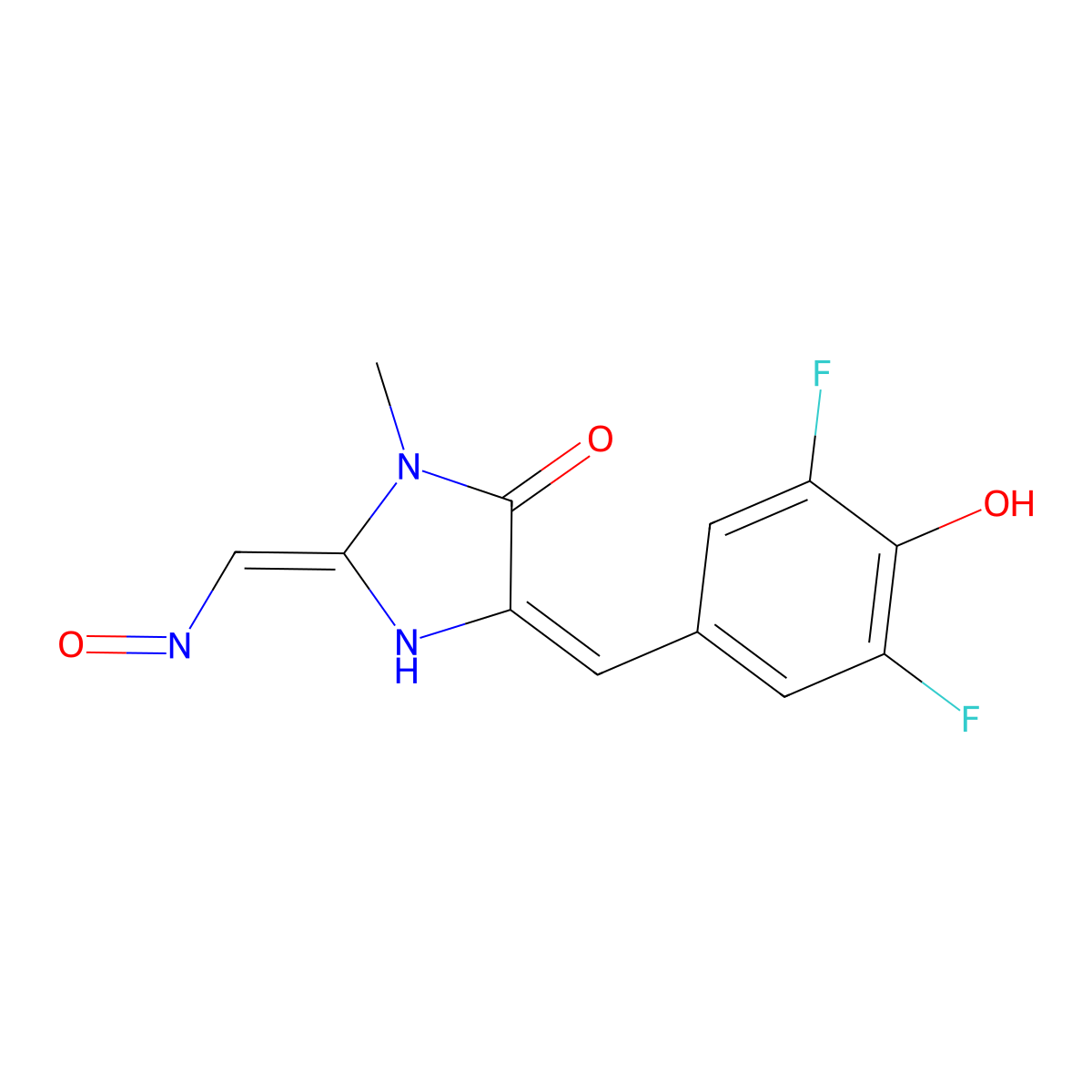 5-[(3,5-Difluoro-4-hydroxyphenyl)methylidene]-3-methyl-2-(nitrosomethylidene)imidazolidin-4-one molecular structure, CAS 1420815-34-4