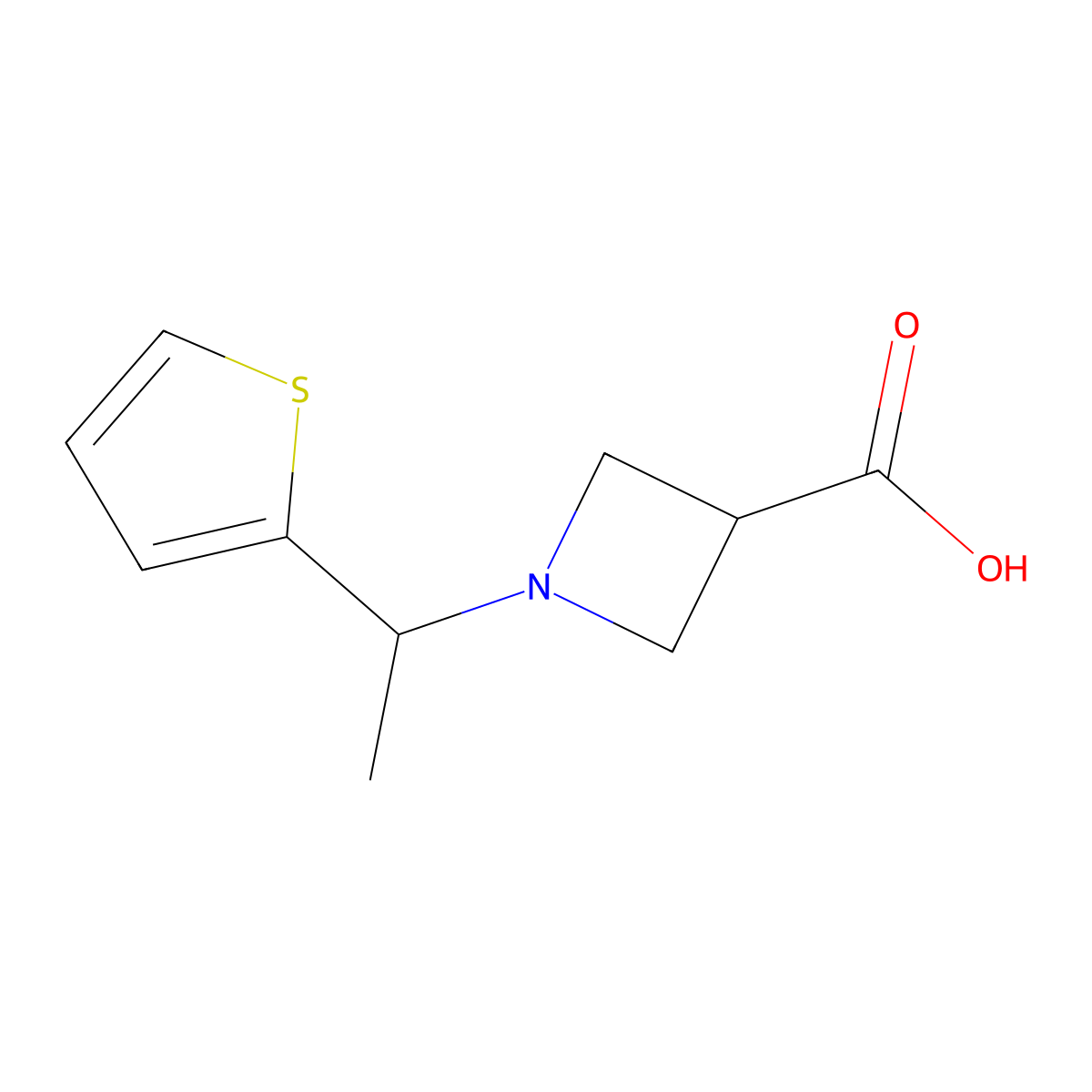 1-(1-(Thiophen-2-yl)ethyl)azetidine-3-carboxylic acid molecular structure, CAS 1420815-92-4