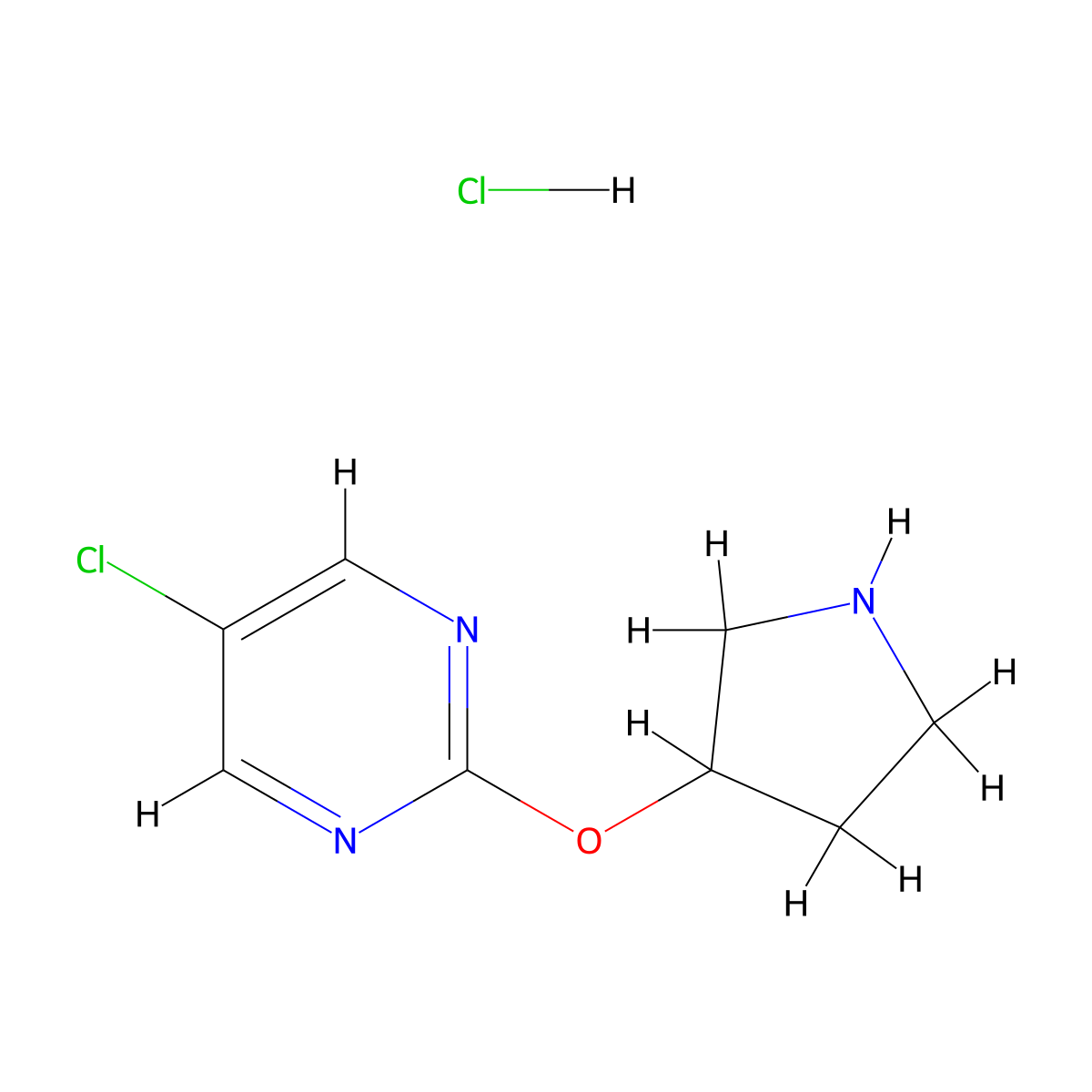 5-Chloro-2-(pyrrolidin-3-yloxy)pyrimidine hydrochloride molecular structure, CAS 1420816-14-3