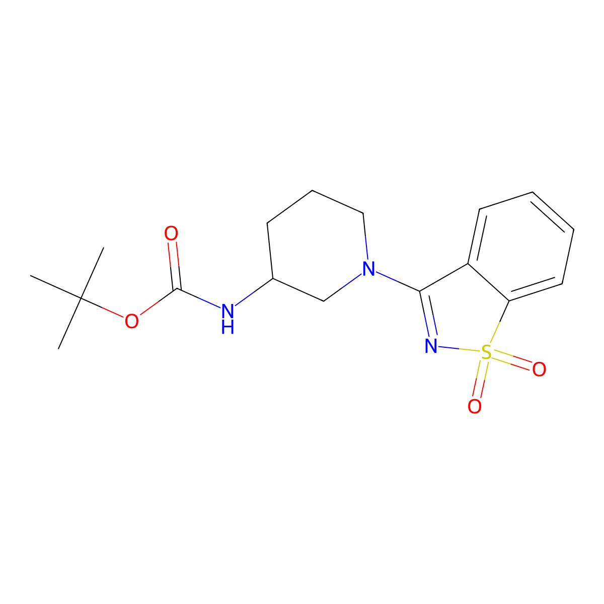 tert-Butyl (1-(1,1-dioxidobenzo[d]isothiazol-3-yl)piperidin-3-yl)carbamate molecular structure, CAS 1420816-34-7