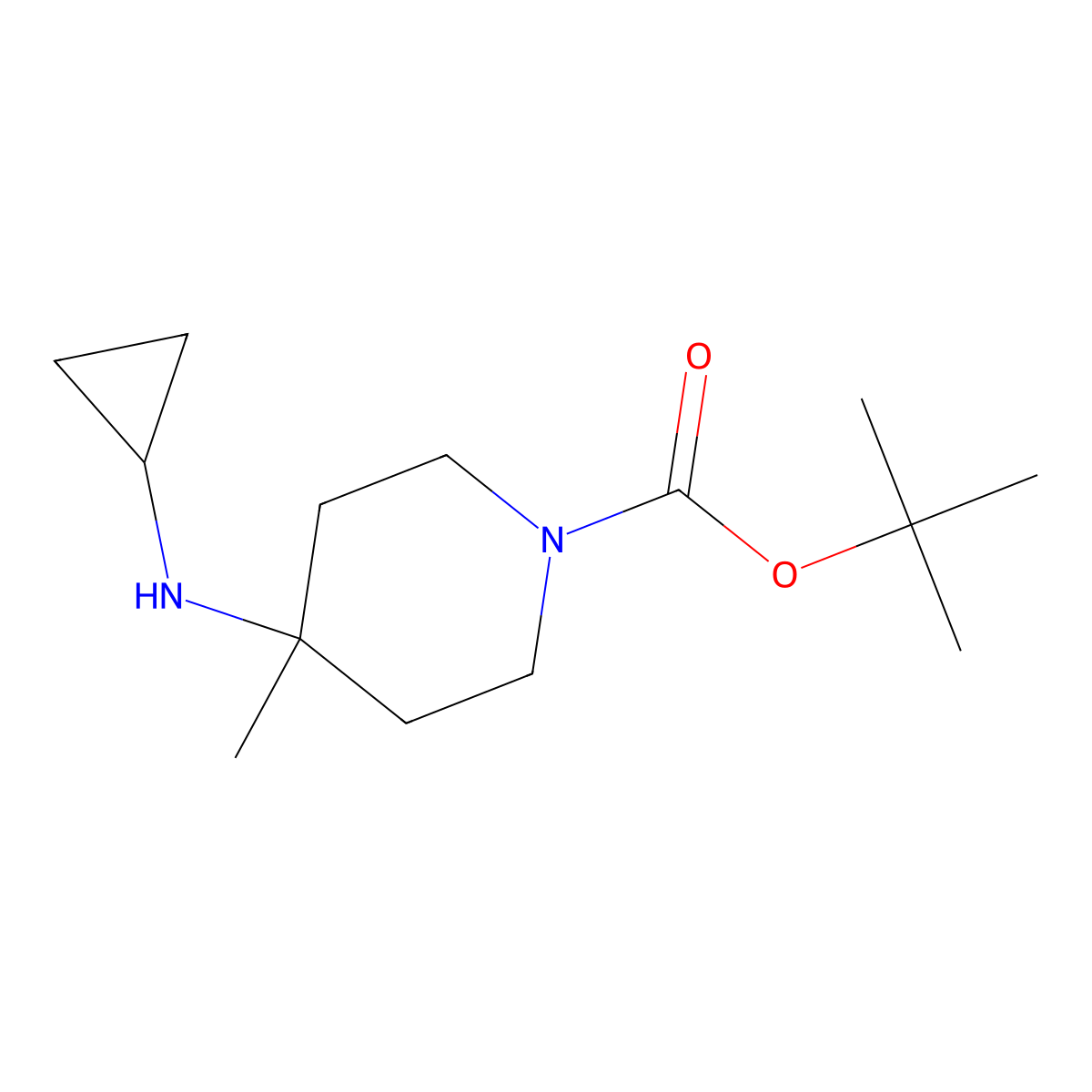 Tert-butyl 4-(cyclopropylamino)-4-methylpiperidine-1-carboxylate molecular structure, CAS 1420816-57-4