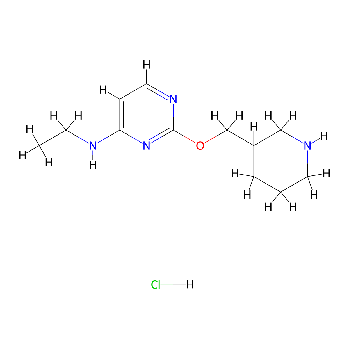 N-Ethyl-2-(piperidin-3-ylmethoxy)pyrimidin-4-amine hydrochloride molecular structure, CAS 1420816-61-0