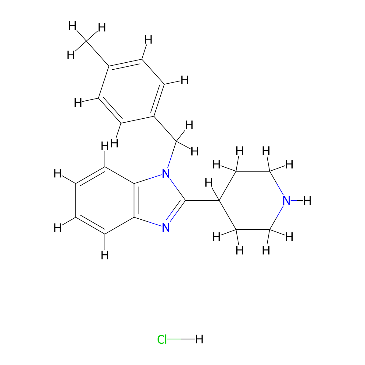 1-(4-Methylbenzyl)-2-(piperidin-4-yl)-1H-benzo[d]imidazole hydrochloride molecular structure, CAS 1420816-75-6