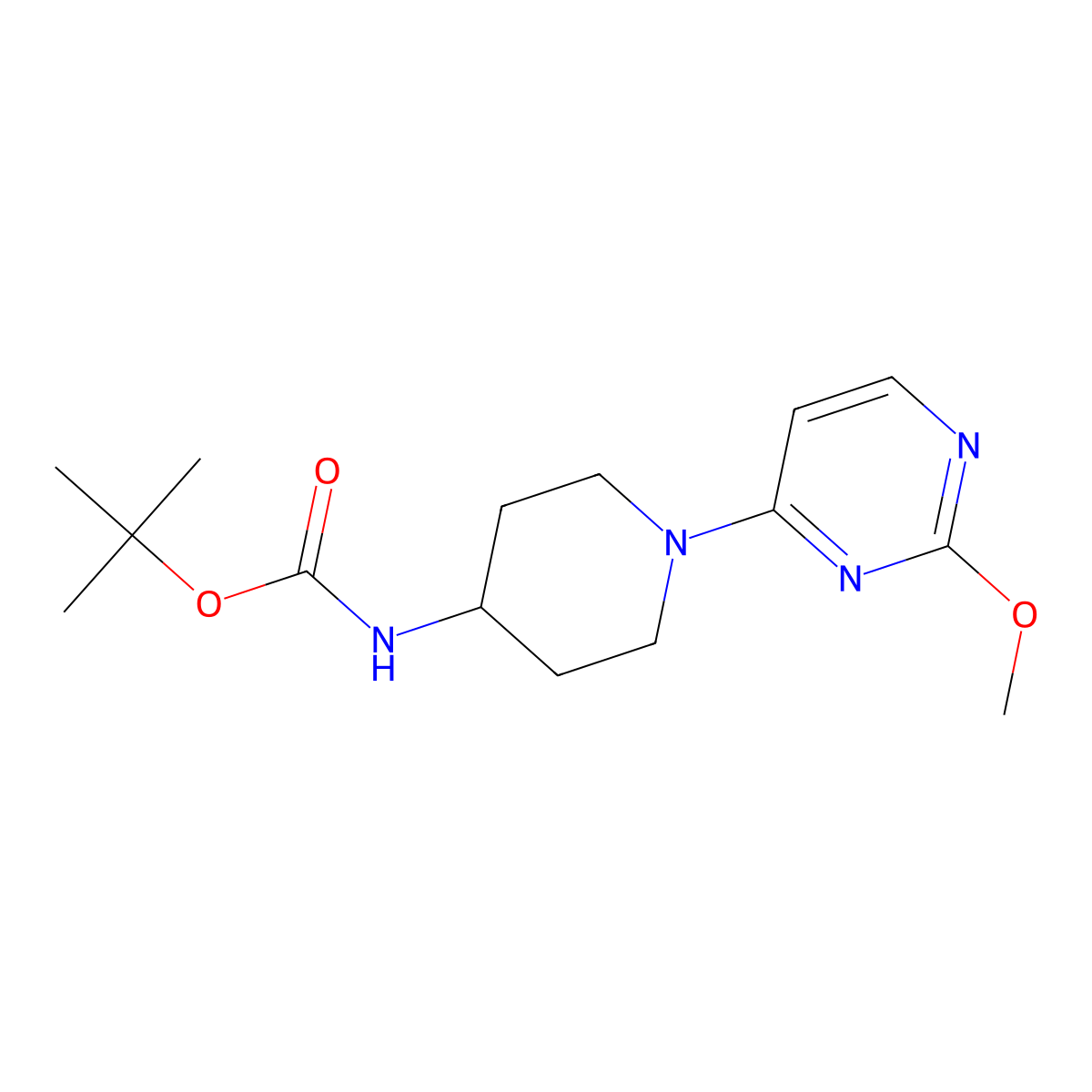 tert-Butyl (1-(2-methoxypyrimidin-4-yl)piperidin-4-yl)carbamate molecular structure, CAS 1420816-86-9