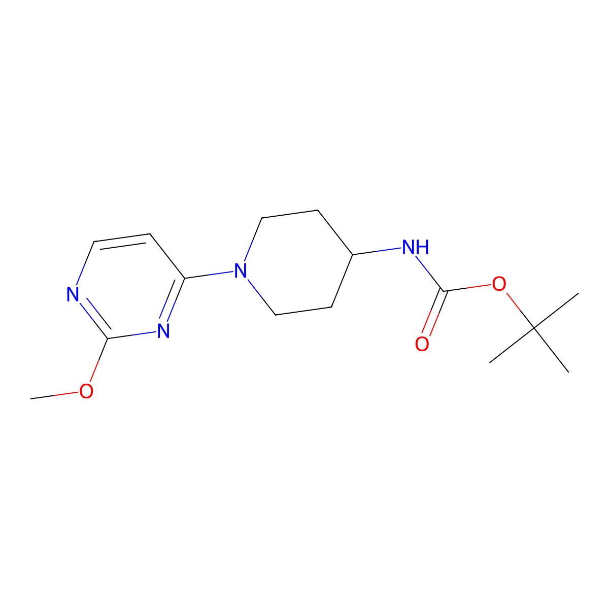 tert-Butyl (1-(2-methoxypyrimidin-4-yl)piperidin-4-yl)carbamate molecular structure, CAS 1420816-86-9
