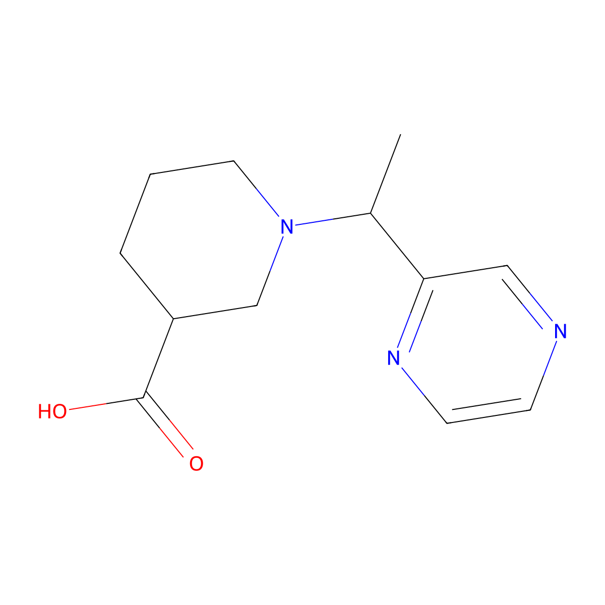 1-(1-(Pyrazin-2-yl)ethyl)piperidine-3-carboxylic acid molecular structure, CAS 1420820-80-9