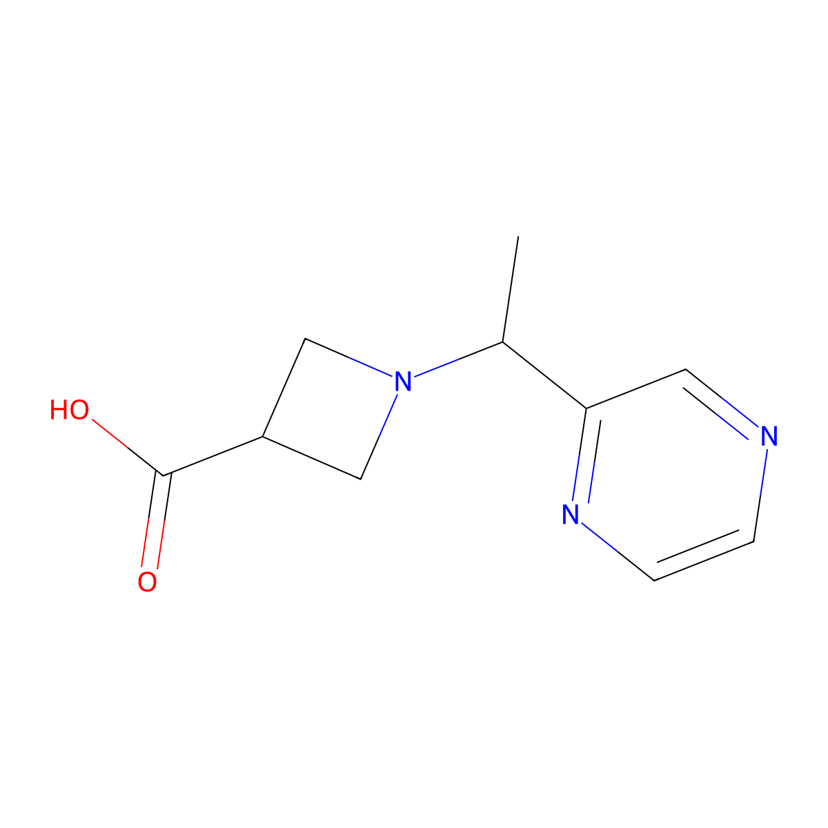 1-(1-(Pyrazin-2-yl)ethyl)azetidine-3-carboxylic acid molecular structure, CAS 1420820-88-7
