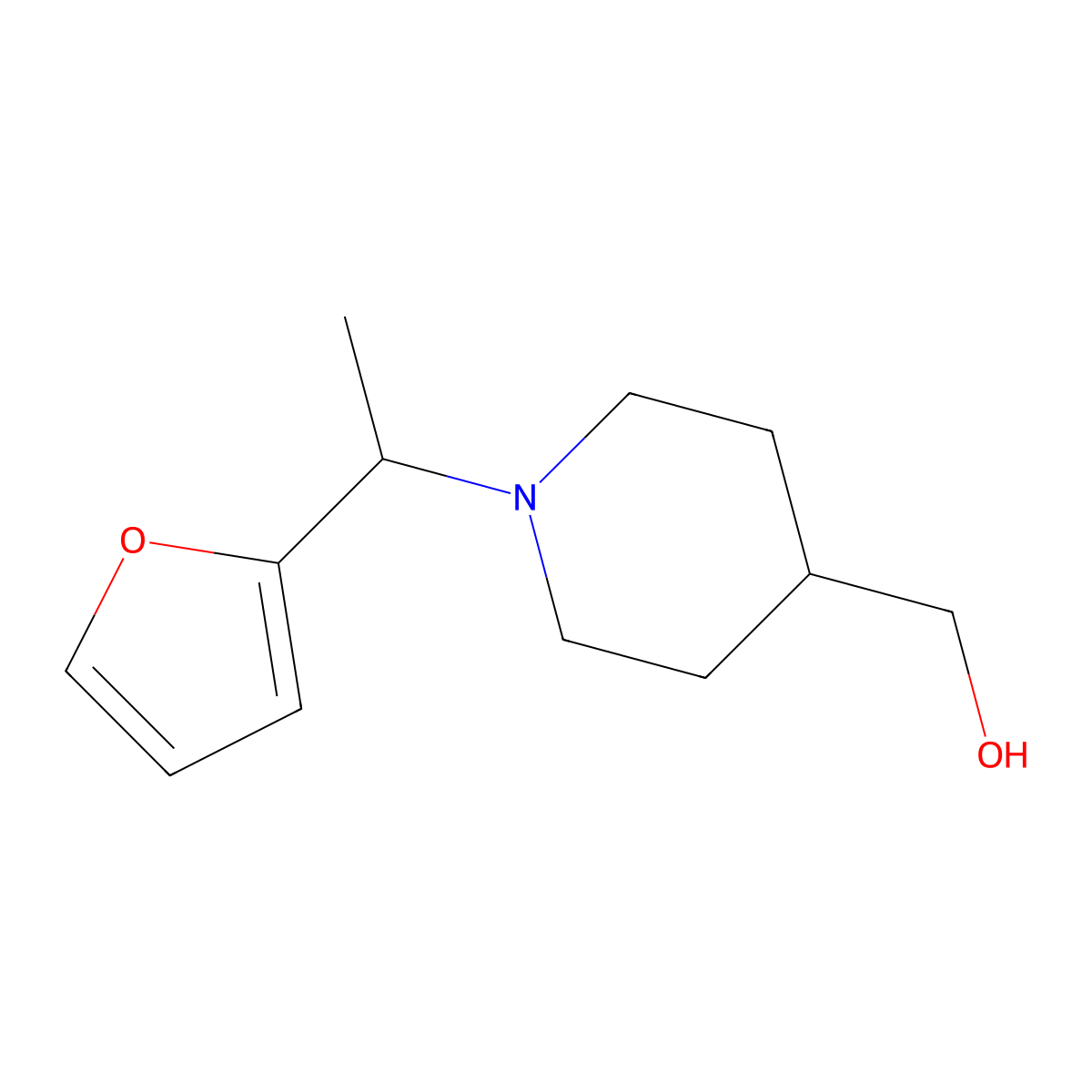 (1-(1-(Furan-2-yl)ethyl)piperidin-4-yl)methanol molecular structure, CAS 1420821-19-7