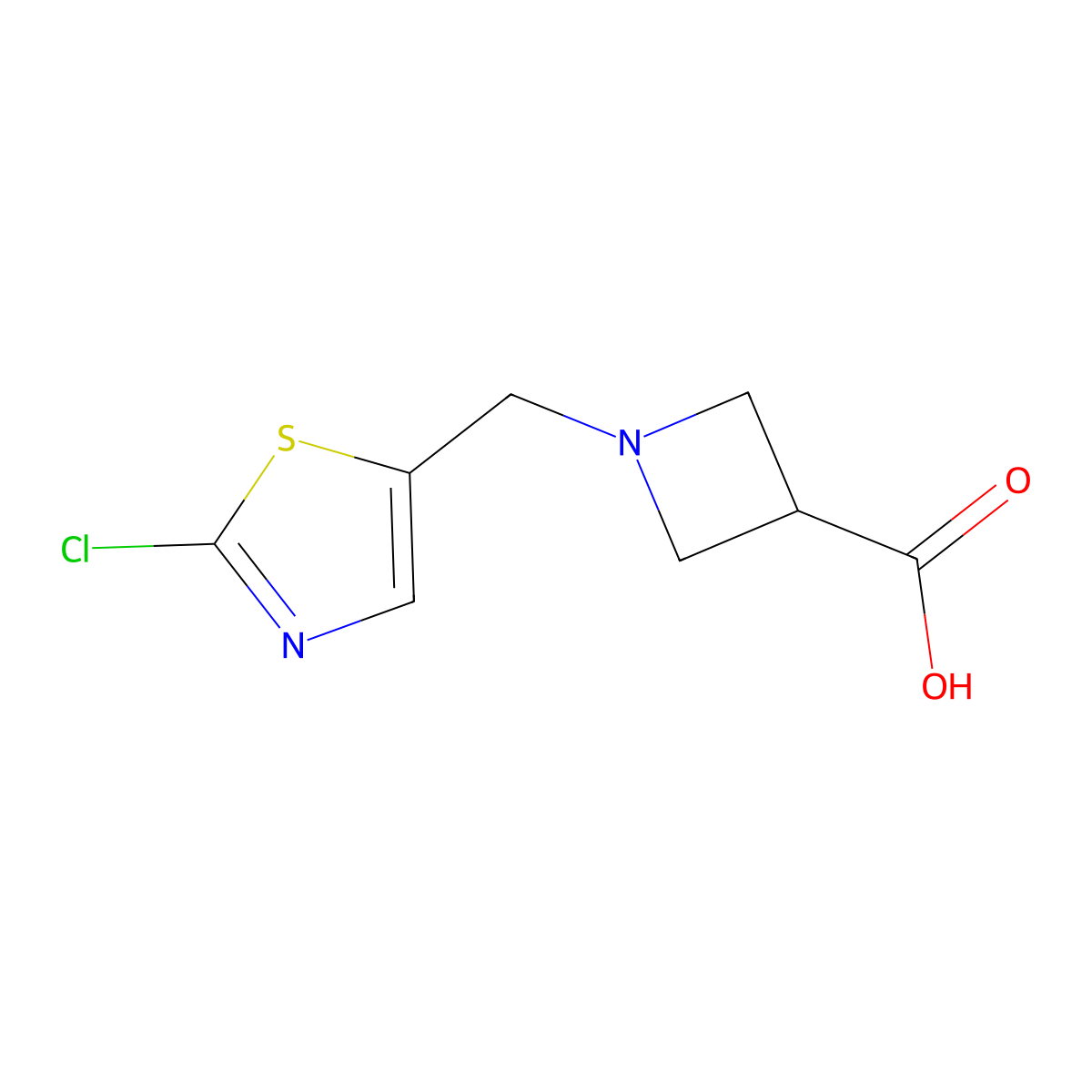 1-((2-Chlorothiazol-5-yl)methyl)azetidine-3-carboxylic acid molecular structure, CAS 1420821-31-3