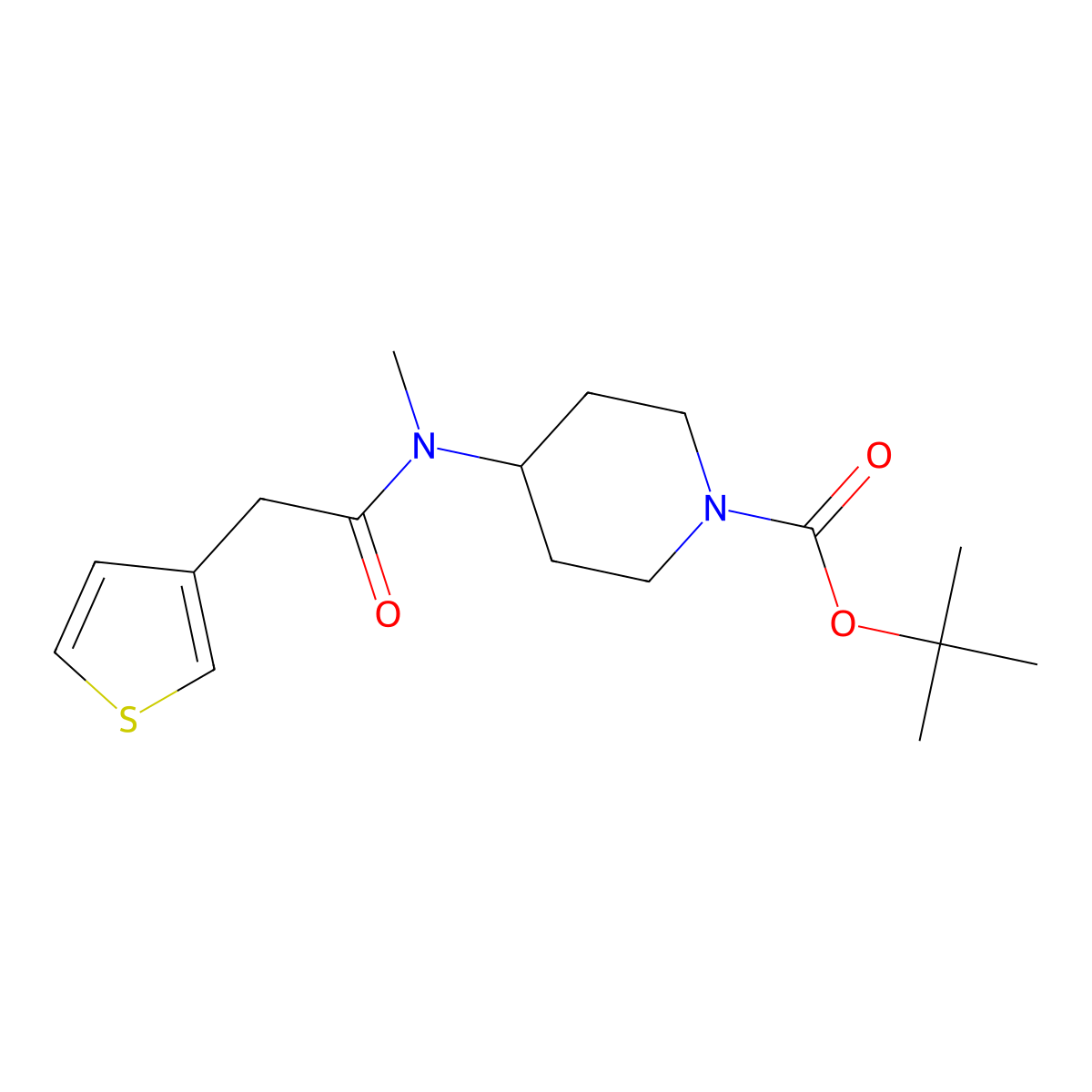 tert-Butyl 4-(N-methyl-2-(thiophen-3-yl)acetamido)piperidine-1-carboxylate molecular structure, CAS 1420821-76-6