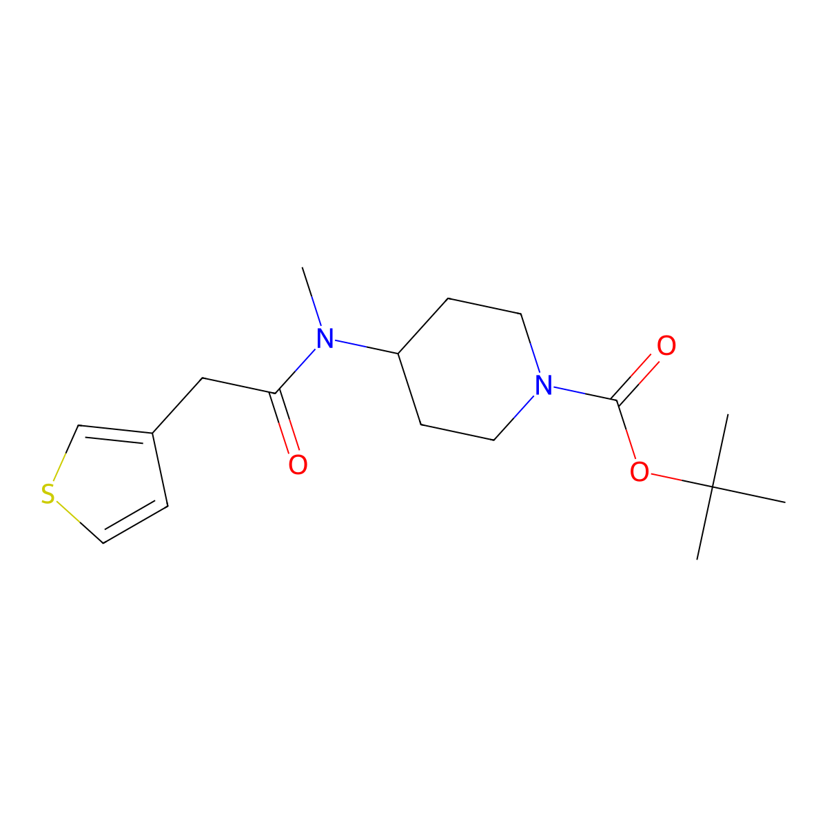 tert-Butyl 4-(N-methyl-2-(thiophen-3-yl)acetamido)piperidine-1-carboxylate molecular structure, CAS 1420821-76-6