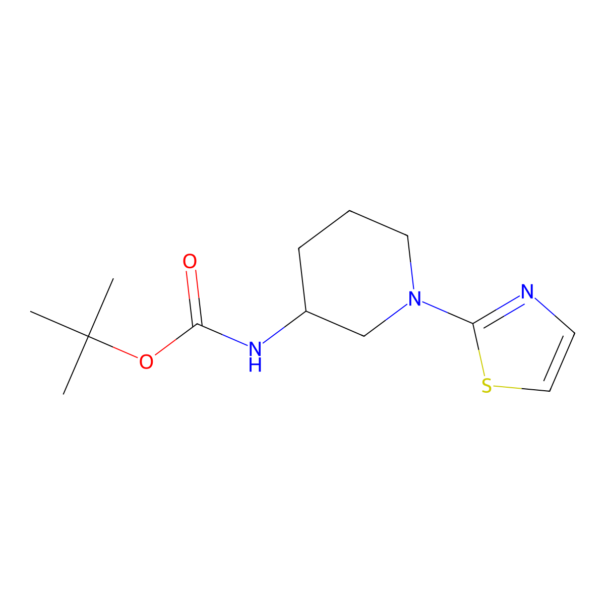 Tert-butyl (1-(thiazol-2-yl)piperidin-3-yl)carbamate molecular structure, CAS 1420822-24-7