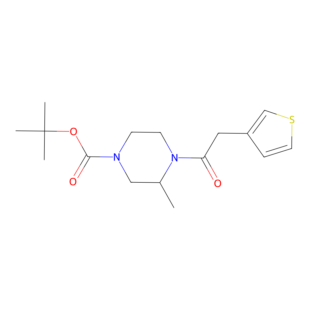 tert-Butyl 3-methyl-4-(2-(thiophen-3-yl)acetyl)piperazine-1-carboxylate molecular structure, CAS 1420822-33-8