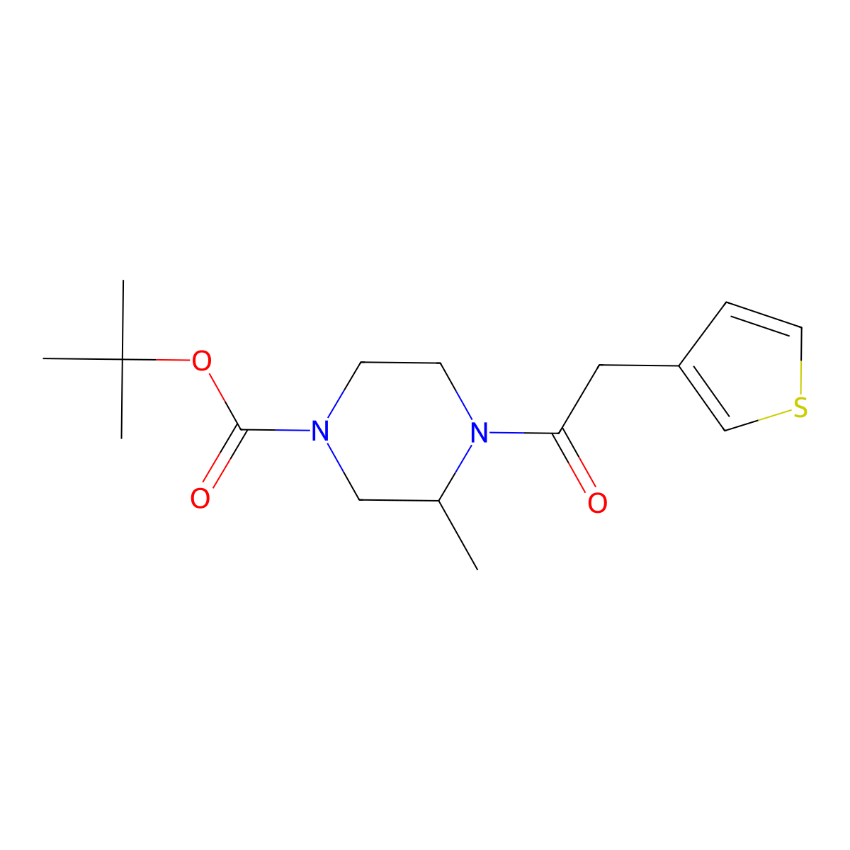 tert-Butyl 3-methyl-4-(2-(thiophen-3-yl)acetyl)piperazine-1-carboxylate molecular structure, CAS 1420822-33-8