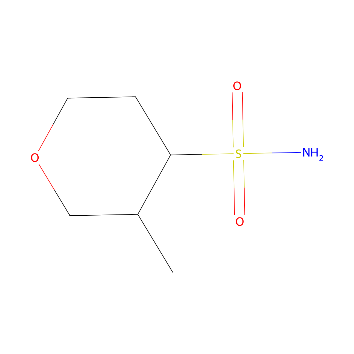 3-methyltetrahydro-2H-pyran-4-sulfonamide molecular structure, CAS 1420822-40-7