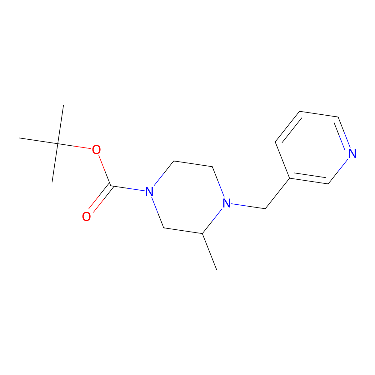 tert-Butyl 3-methyl-4-(pyridin-3-ylmethyl)piperazine-1-carboxylate molecular structure, CAS 1420823-06-8