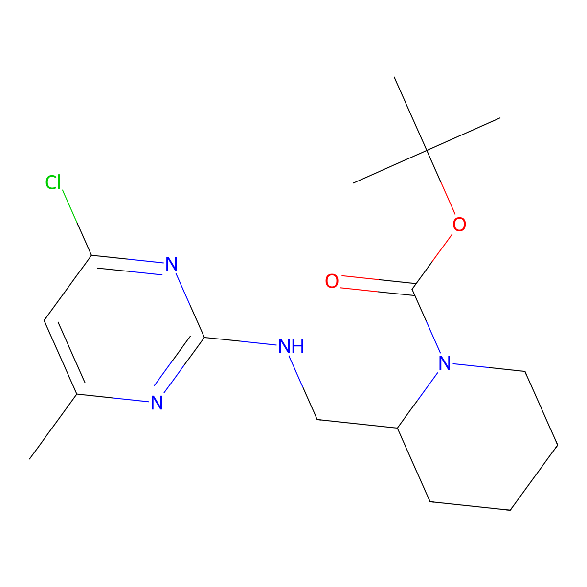 tert-Butyl 2-(((4-chloro-6-methylpyrimidin-2-yl)amino)methyl)piperidine-1-carboxylate molecular structure, CAS 1420823-55-7