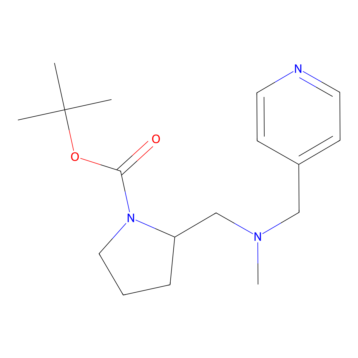 tert-Butyl 2-((methyl(pyridin-4-ylmethyl)amino)methyl)pyrrolidine-1-carboxylate molecular structure, CAS 1420823-59-1