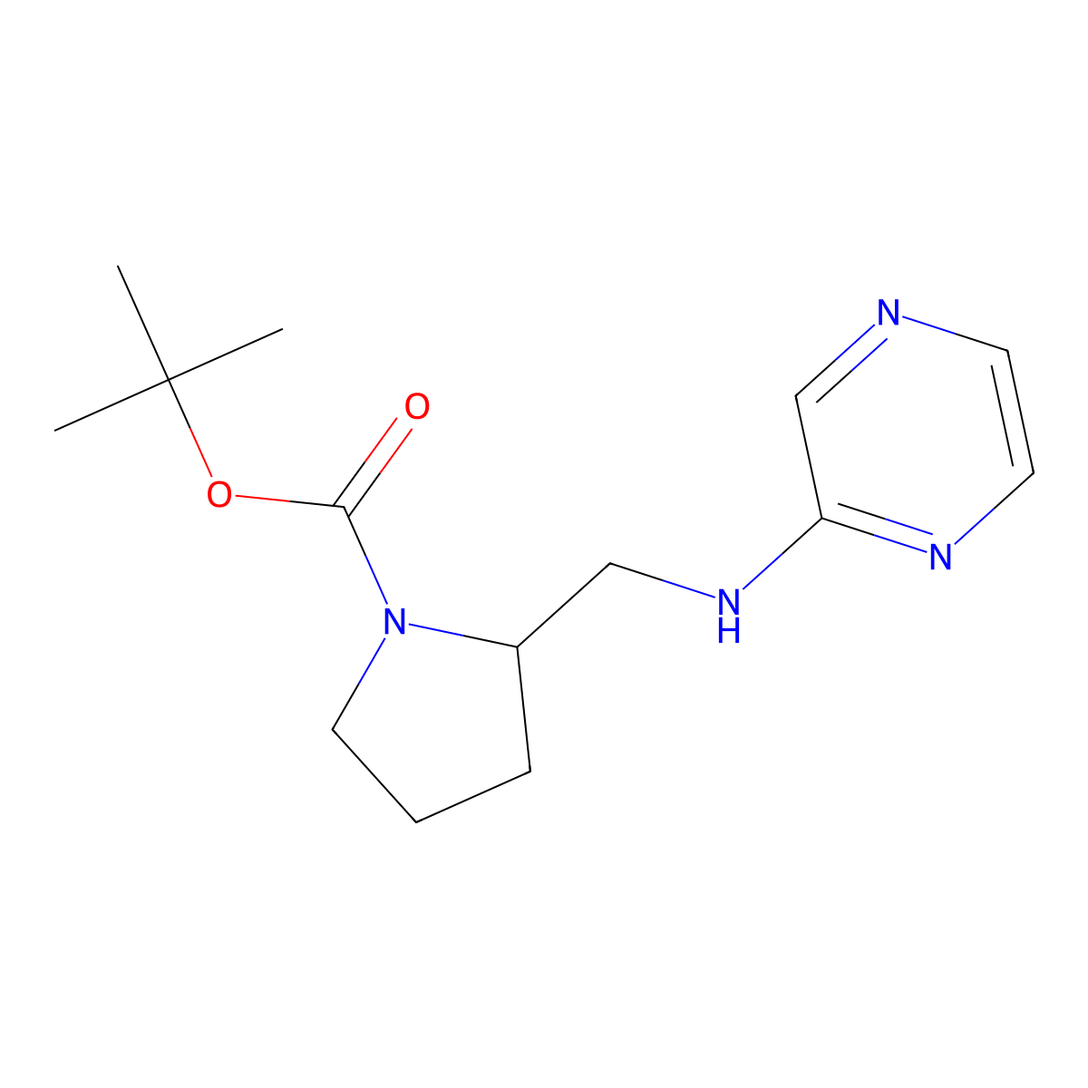 tert-Butyl 2-((pyrazin-2-ylamino)methyl)pyrrolidine-1-carboxylate molecular structure, CAS 1420824-13-0