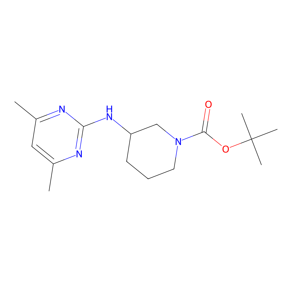 tert-Butyl 3-((4,6-dimethylpyrimidin-2-yl)amino)piperidine-1-carboxylate molecular structure, CAS 1420824-20-9