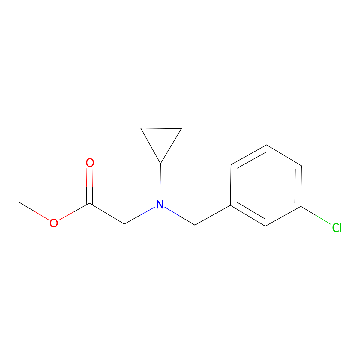 Methyl 2-((3-chlorobenzyl)(cyclopropyl)amino)acetate molecular structure, CAS 1420824-61-8