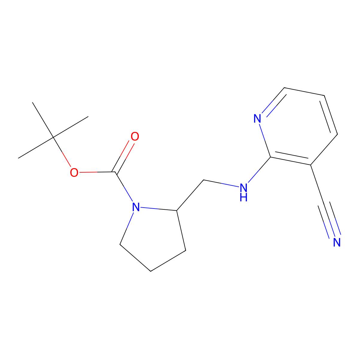 tert-Butyl 2-(((3-cyanopyridin-2-yl)amino)methyl)pyrrolidine-1-carboxylate molecular structure, CAS 1420824-69-6