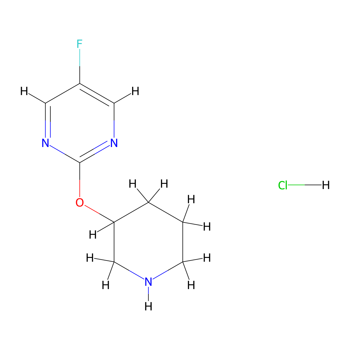 5-Fluoro-2-(piperidin-3-yloxy)pyrimidine hydrochloride molecular structure, CAS 1420824-89-0
