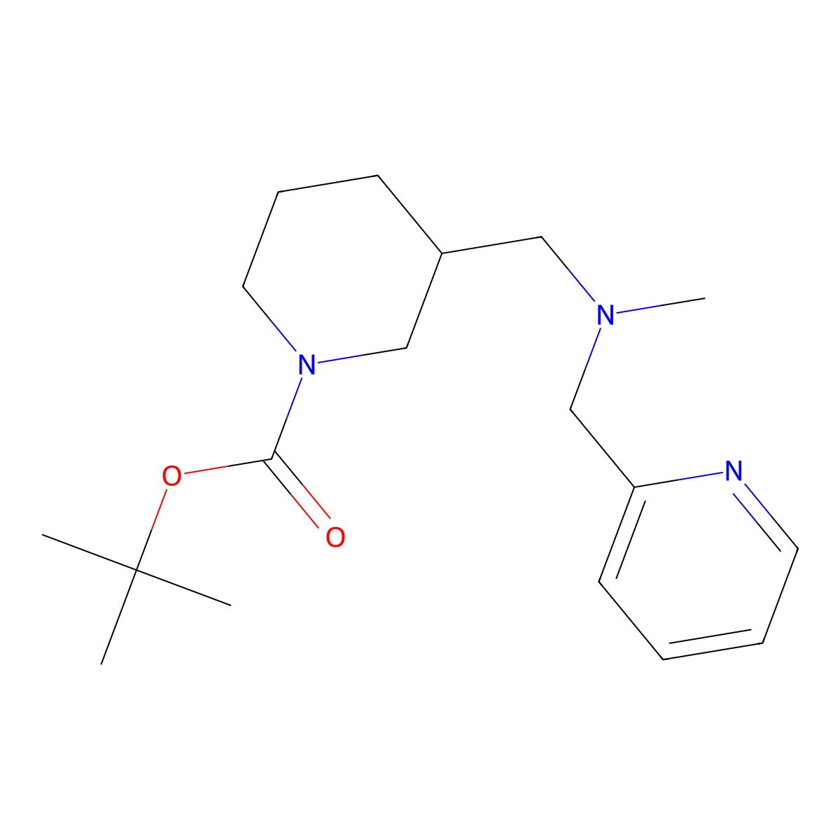 tert-Butyl 3-((methyl(pyridin-2-ylmethyl)amino)methyl)piperidine-1-carboxylate molecular structure, CAS 1420825-67-7
