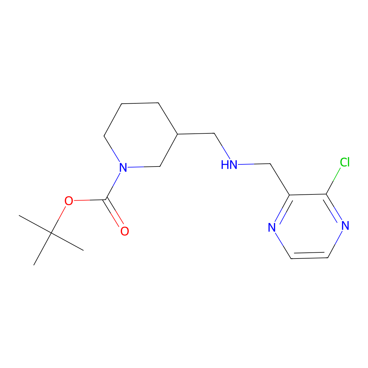 tert-Butyl 3-((((3-chloropyrazin-2-yl)methyl)amino)methyl)piperidine-1-carboxylate molecular structure, CAS 1420825-75-7