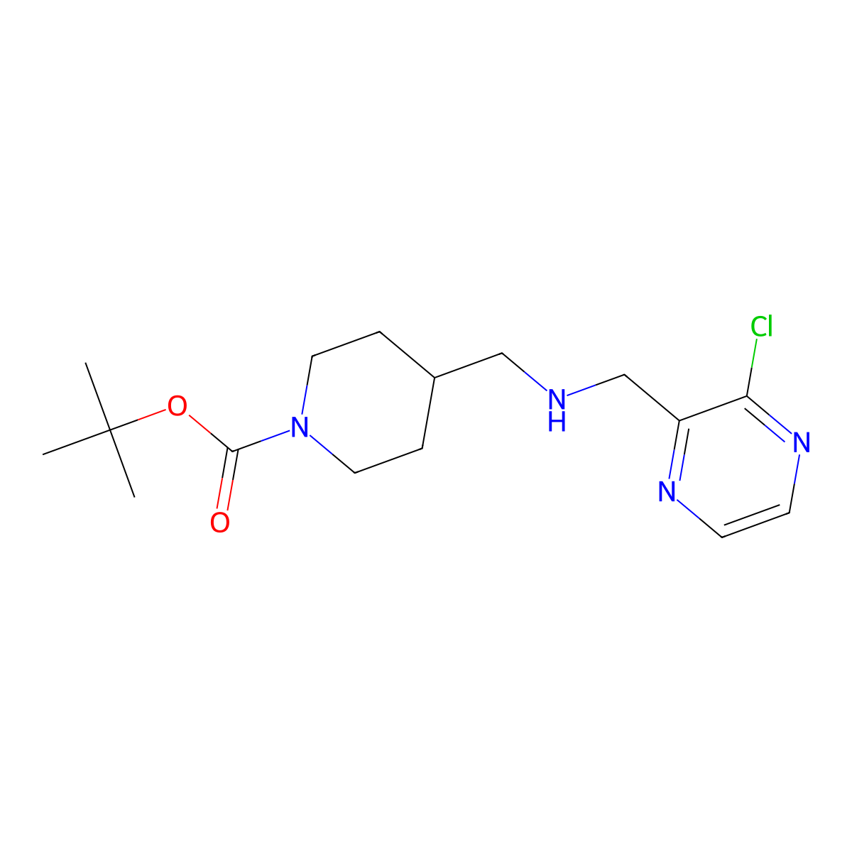 tert-Butyl 4-((((3-chloropyrazin-2-yl)methyl)amino)methyl)piperidine-1-carboxylate molecular structure, CAS 1420825-83-7