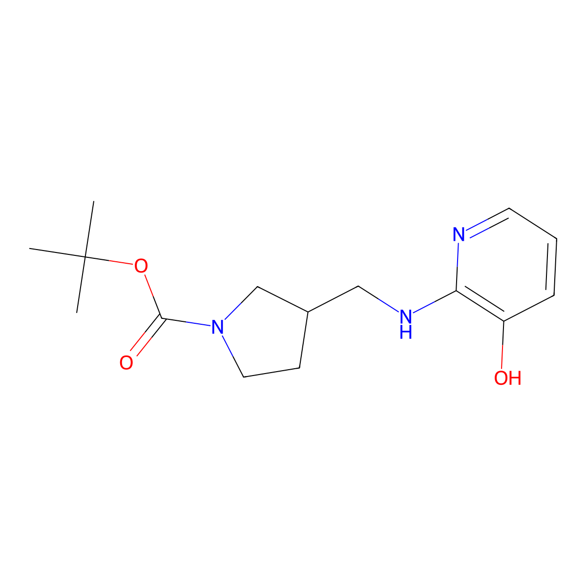 tert-Butyl 3-(((3-hydroxypyridin-2-yl)amino)methyl)pyrrolidine-1-carboxylate molecular structure, CAS 1420826-05-6